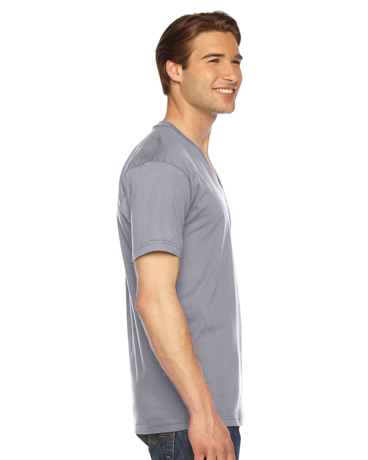 Unisex Fine Jersey Short-Sleeve V-Neck T-Shirt - Slate