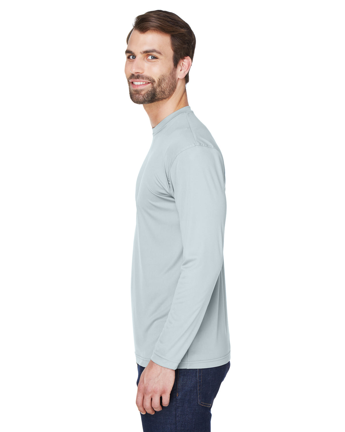 Unisex Cool & Dry Sport Long-Sleeve Performance Interlock T-Shirt - Gray