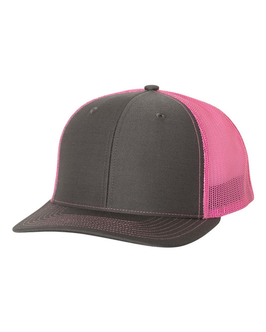 Snapback Trucker Cap - Charcoal / Neon Pink