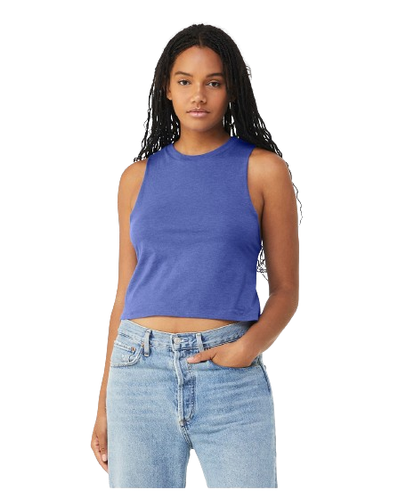 Women's Racerback Cropped Tank - Heather True Royal