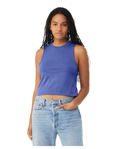 Women's Racerback Cropped Tank - Heather True Royal