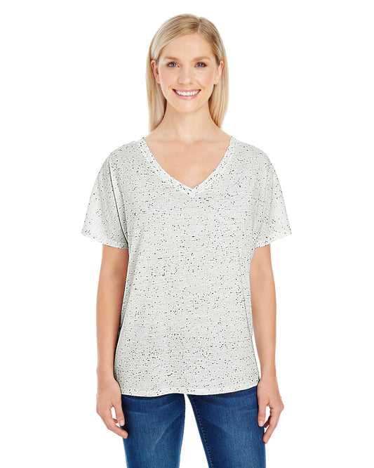 Women's Triblend Fleck Short-Sleeve V-Neck T-Shirt - Cream Fleck