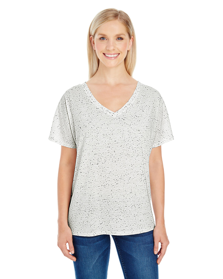 Women's Triblend Fleck Short-Sleeve V-Neck T-Shirt - Cream Fleck