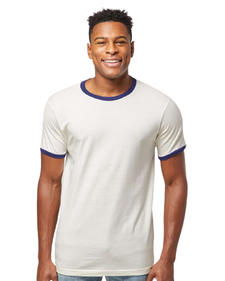 Unisex Fine Jersey Ringer Tee - Vintage White / Inked India