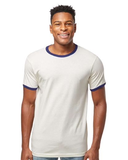 Unisex Fine Jersey Ringer Tee - Vintage White / Inked India