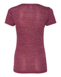 Ladies' Jersey Short-Sleeve Deep V-Neck T-Shirt - Maroon Marble