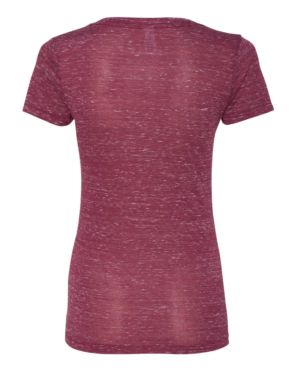 Ladies' Jersey Short-Sleeve Deep V-Neck T-Shirt - Maroon Marble
