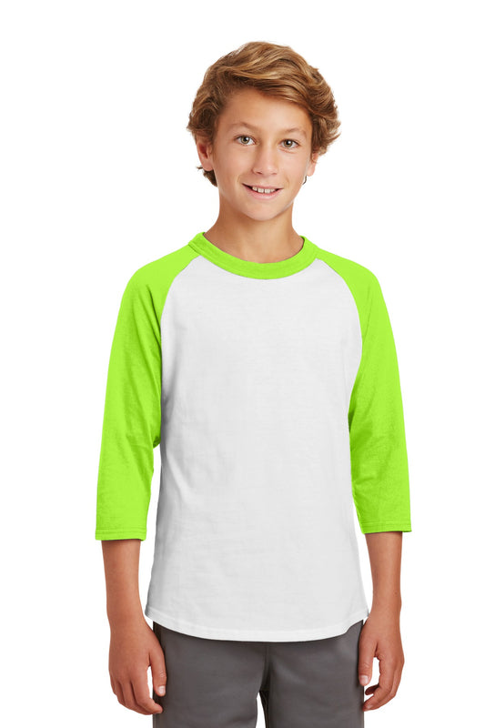 Youth Colorblock Raglan Jersey - White / Lime Shock