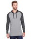 LAT 6917 - Men's Hooded Raglan Long Sleeve Fine Jersey T-Shirt - Granite Heather / Vintage Smoke / Black