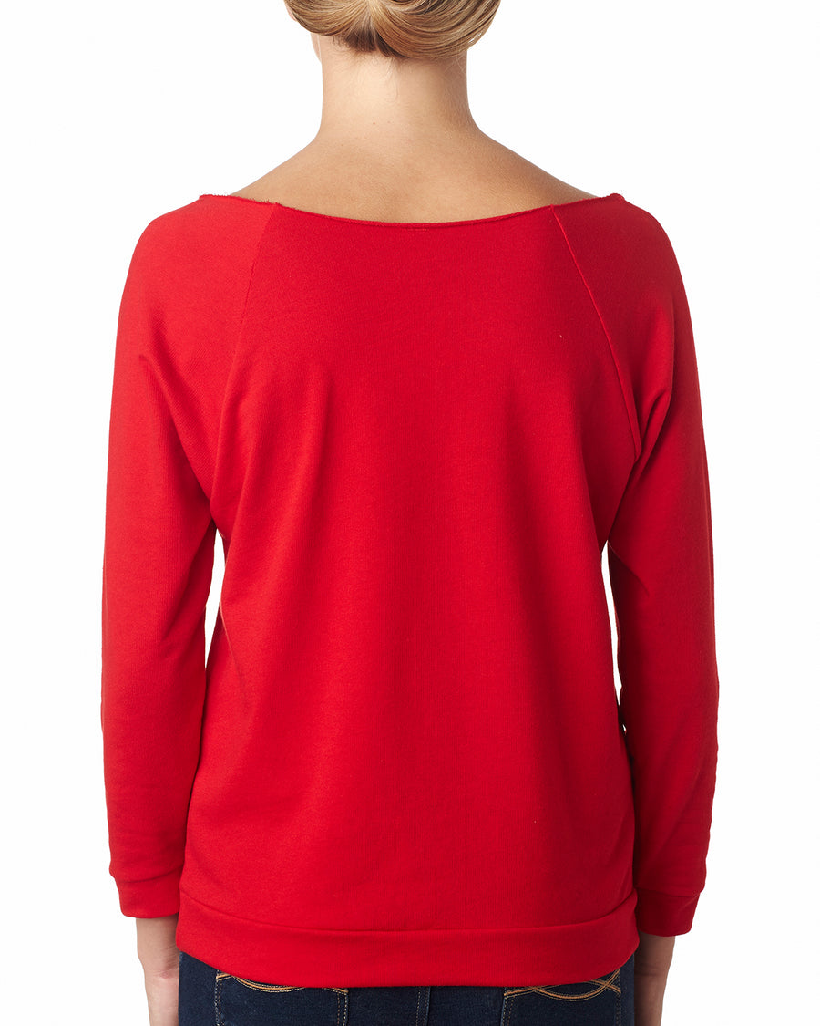 Women's French Terry 3/4-Sleeve Raglan - Red