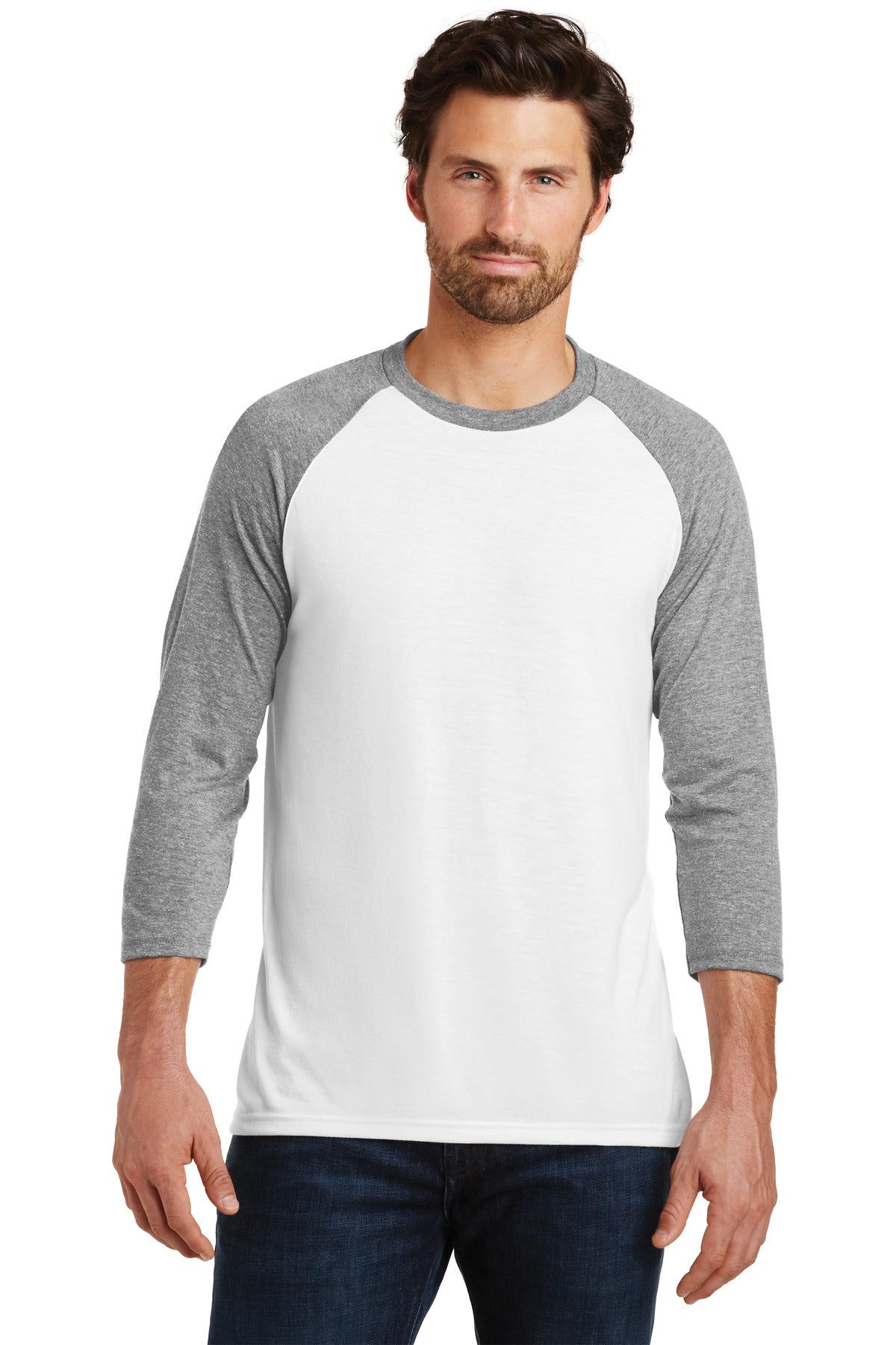 Unisex Perfect Tri 3/4-Sleeve Raglan - Gray Fr / White