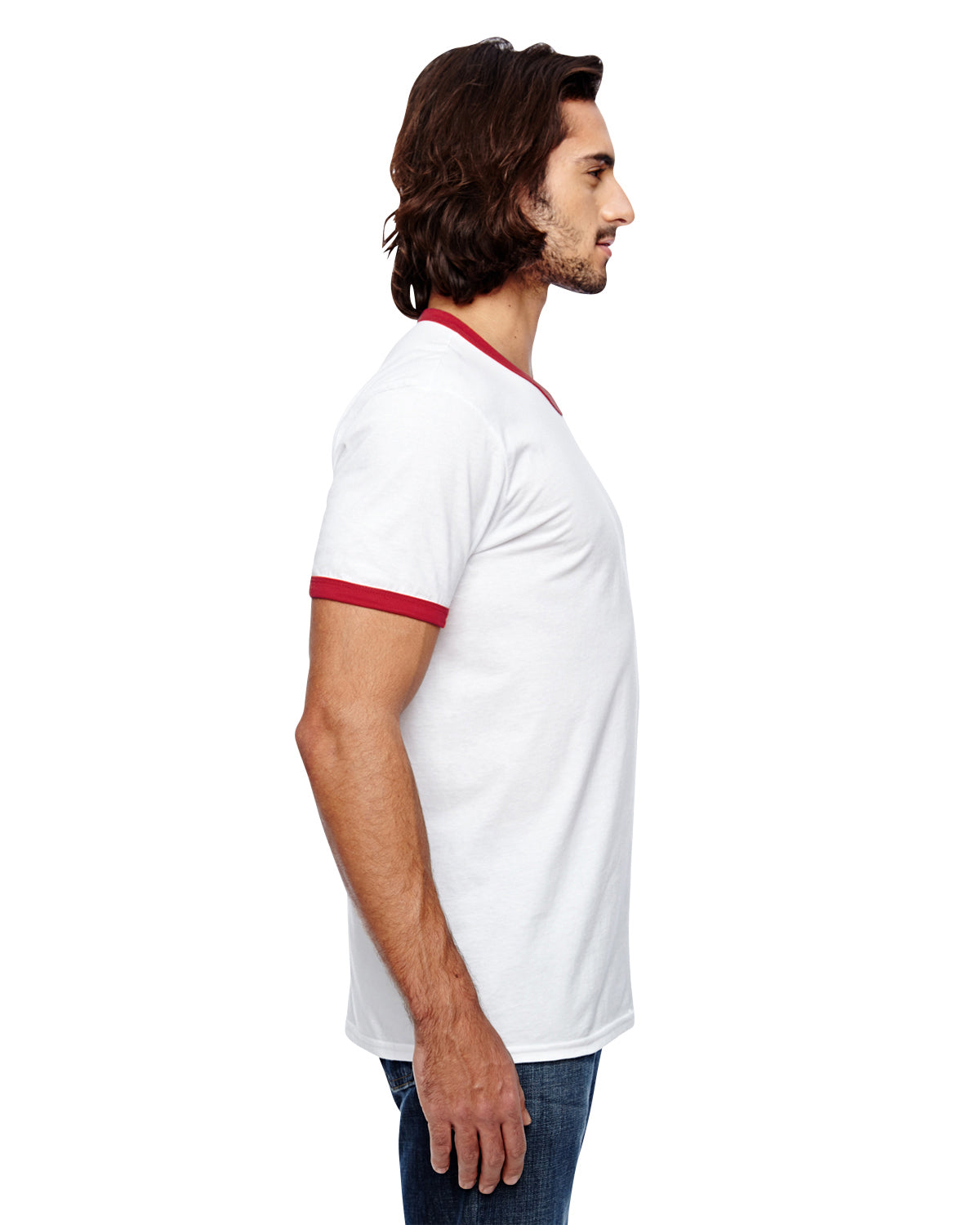 Unisex Lightweight Ringer T-Shirt - White Red