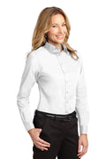 Women's Long Sleeve Easy Care Shirt - White / Light Stone