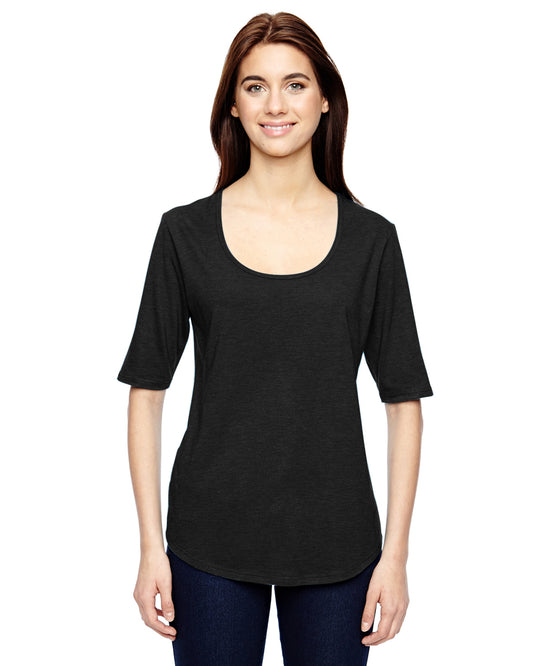 Women's Triblend Deep Scoop 1/2-Sleeve T-Shirt - Black