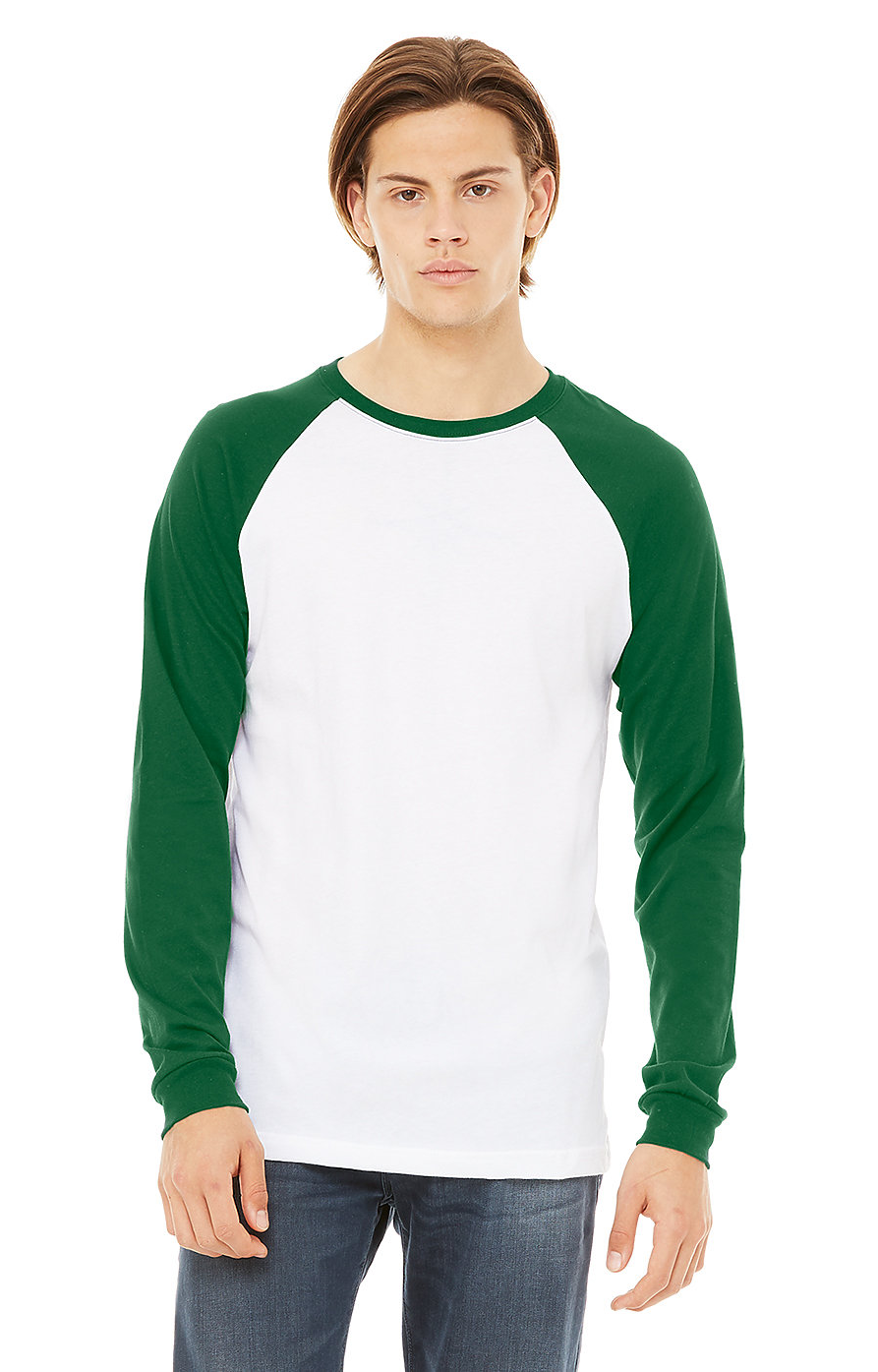Men's Jersey Long-Sleeve Baseball T-Shirt - White / Kelly