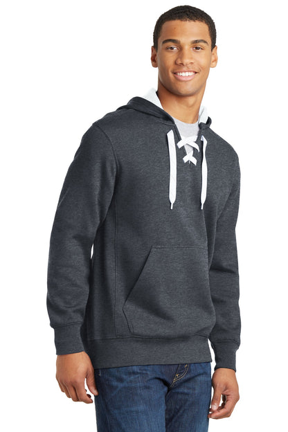 Lace Up Pullover Hoodie - Graphite Heather