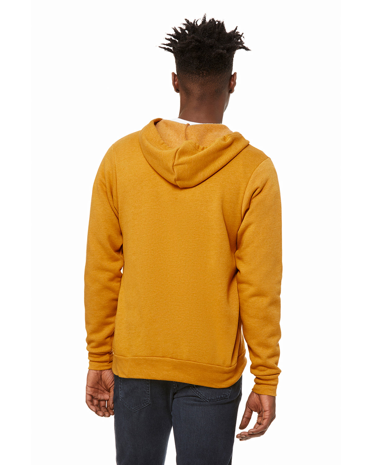 Unisex Poly-Cotton Sponge Fleece Full-Zip Hoodie - Heather Mustard