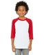 Bella + Canvas 3200Y - Youth 3/4-Sleeve Baseball T-Shirt - White / Red