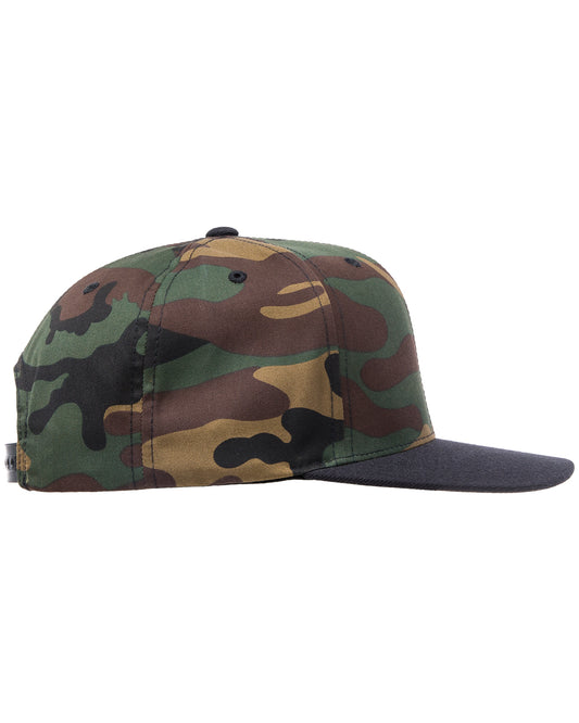 Unisex 6-Panel Structured Flat Visor Classic Snapback - Camo / Black