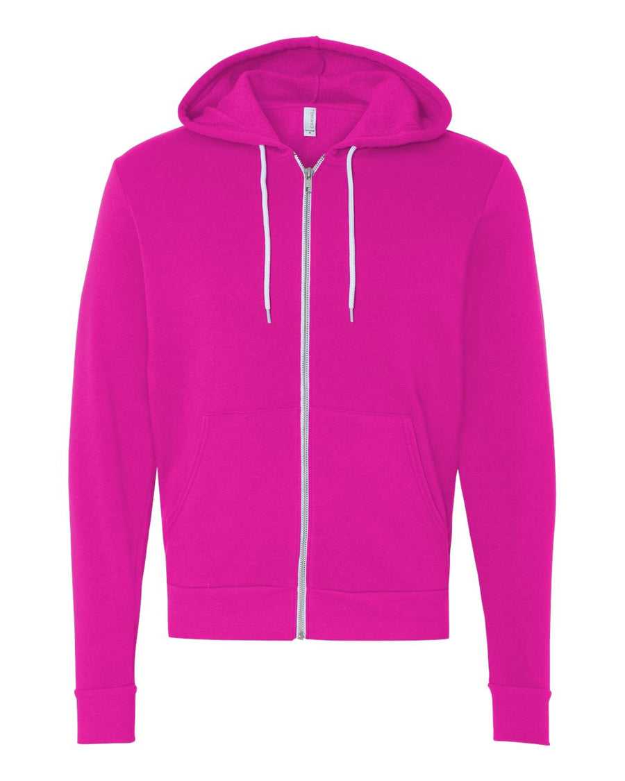 Unisex Poly-Cotton Sponge Fleece Full-Zip Hoodie - Neon Pink