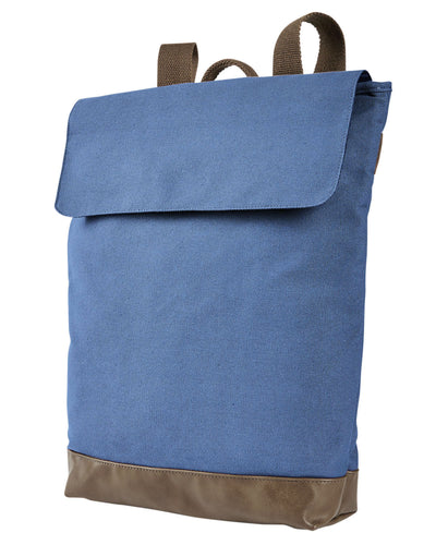 Canvas Rucksack Backpack - Denim / Brown