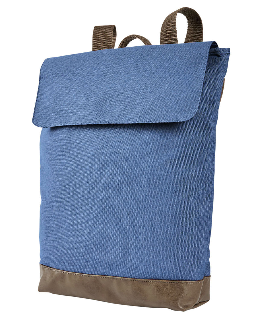 Canvas Rucksack Backpack - Denim / Brown