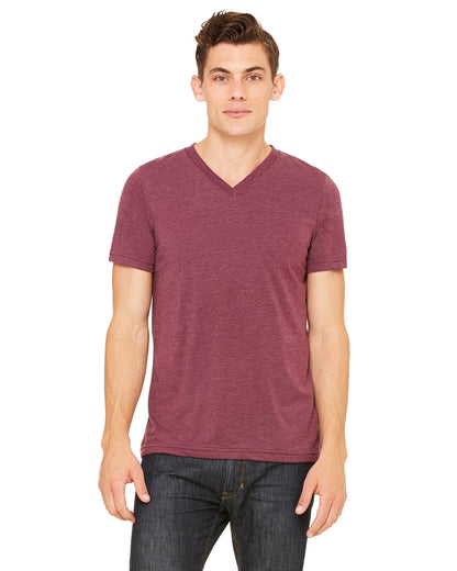 Unisex Triblend V-Neck T-Shirt - Maroon Triblend