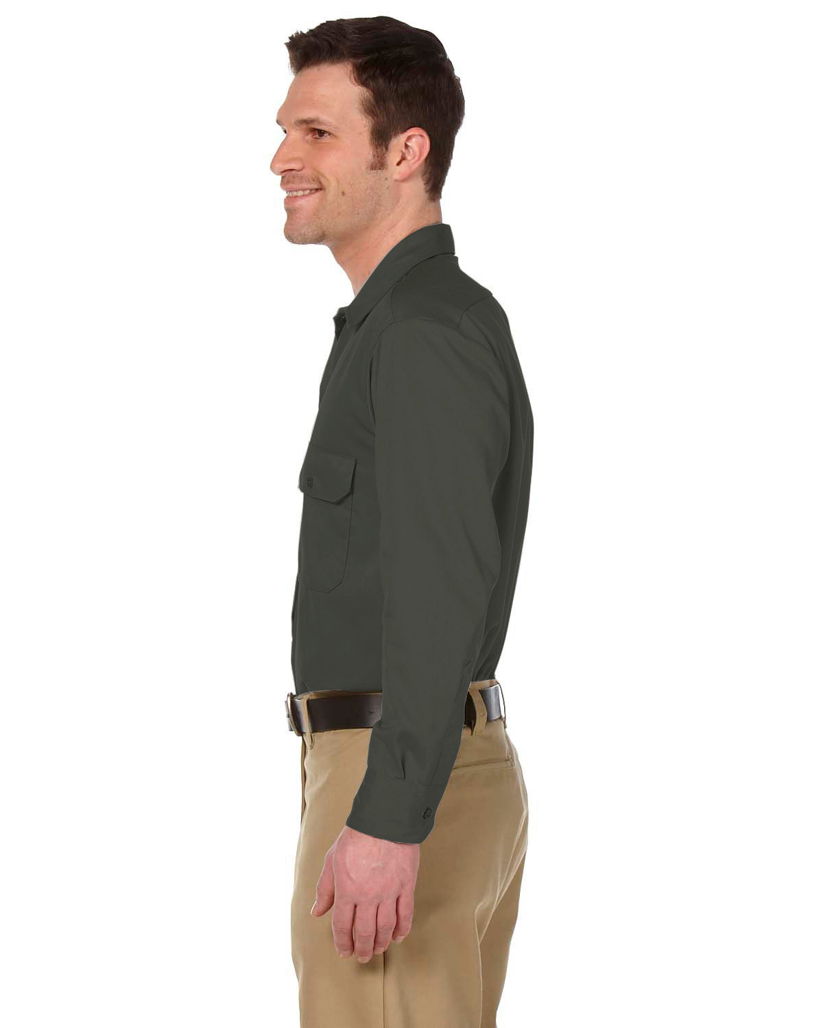 Unisex Long-Sleeve Work Shirt - Olive Green
