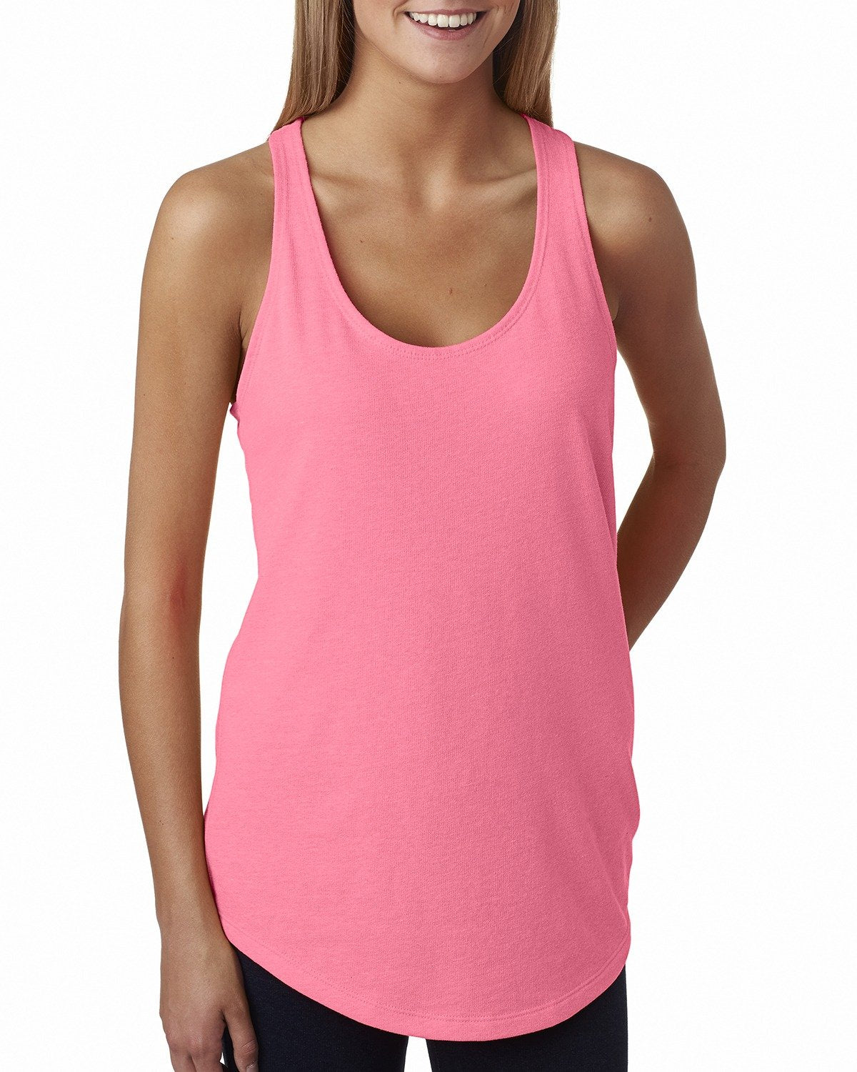 Women's French Terry Racerback Tank - Neon Heather Pink