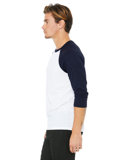Unisex 3/4-Sleeve Baseball T-Shirt - White / Navy