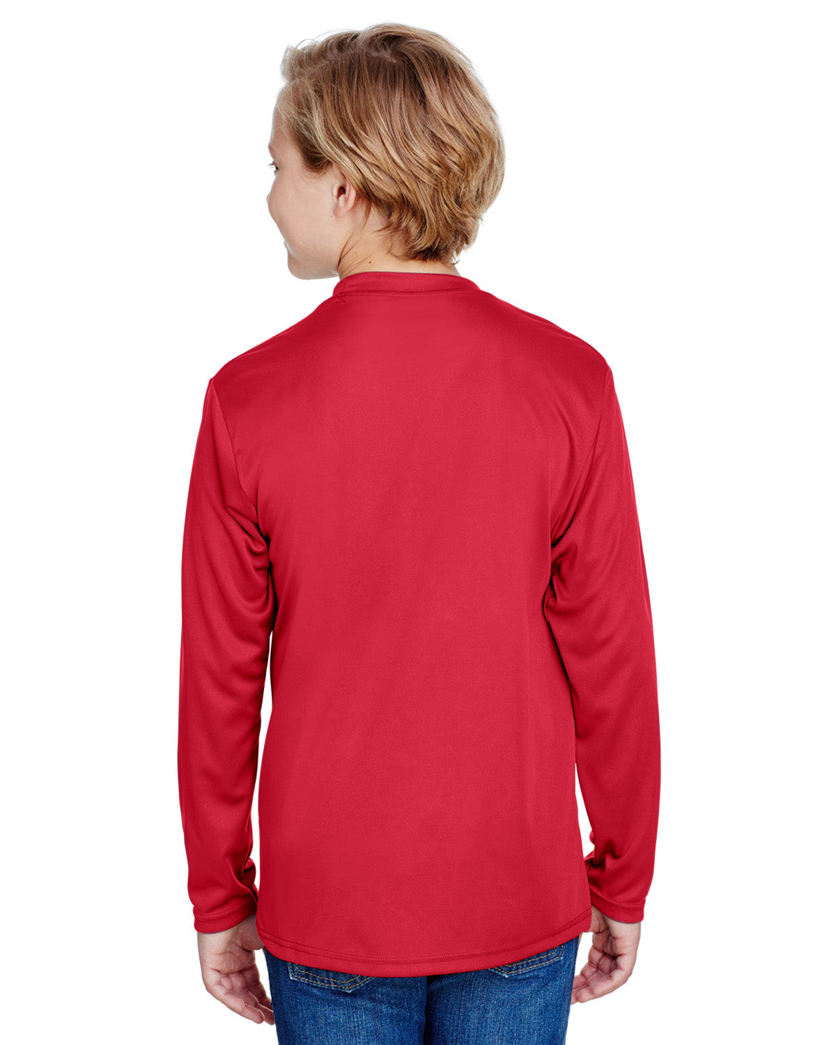 Youth Long Sleeve Cooling Performance Crew Shirt - Scarlet