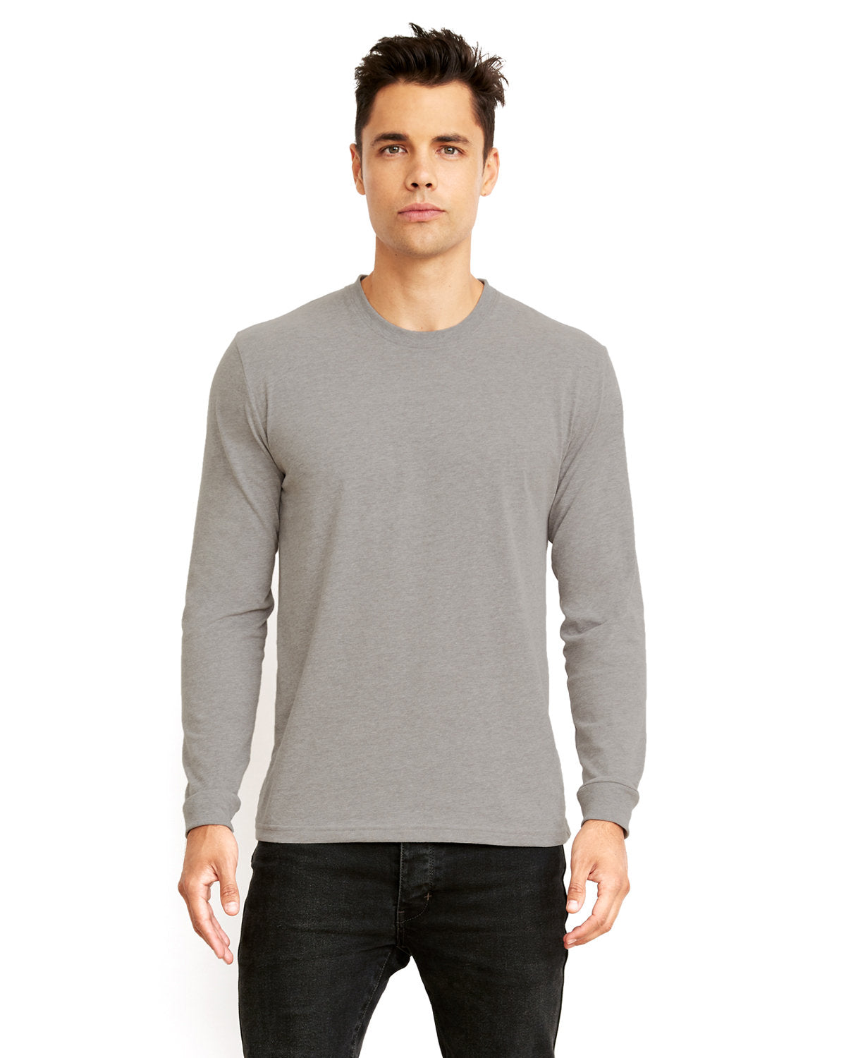 Unisex Sueded Long-Sleeve Crew - Dark Heather Gray