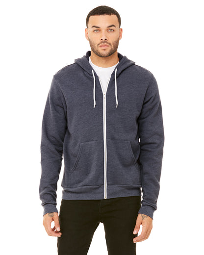 Unisex Poly-Cotton Sponge Fleece Full-Zip Hoodie - Heather Navy