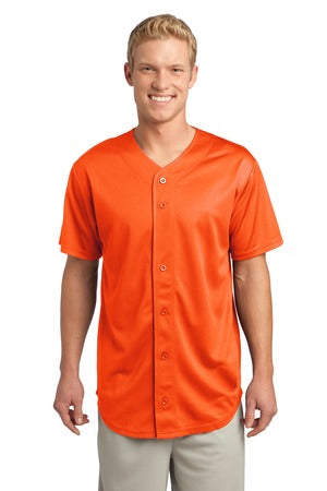 Unisex PosiCharge Tough Mesh Full-Button Jersey - Deep Orange