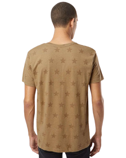 Unisex Star Print T-Shirt - Coyote Brown Star