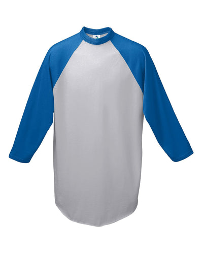 Youth Three-Quarter Sleeve Baseball Jersey - Athletic Heather / Royal