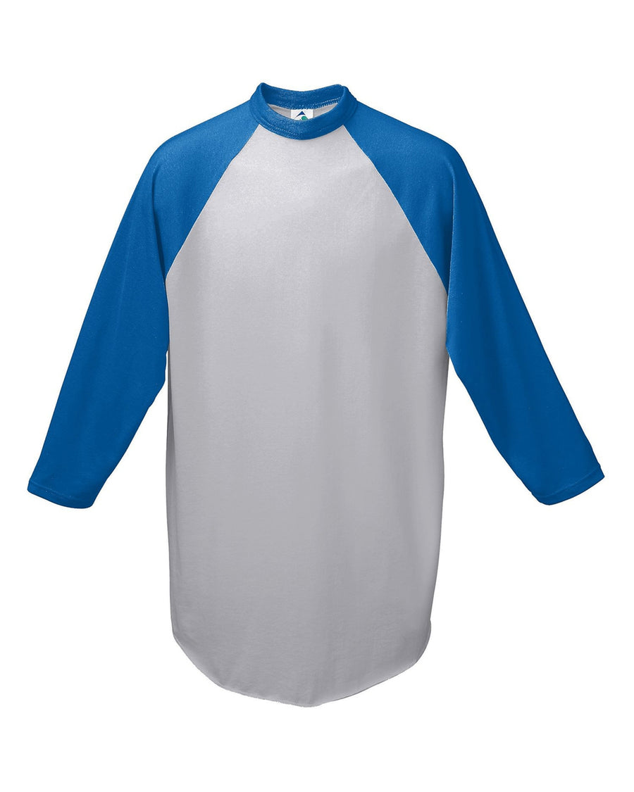 Youth Three-Quarter Sleeve Baseball Jersey - Athletic Heather / Royal