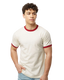 Tultex 0246TC - Unisex Fine Jersey Ringer Tee - Vintage White/ Rio Red
