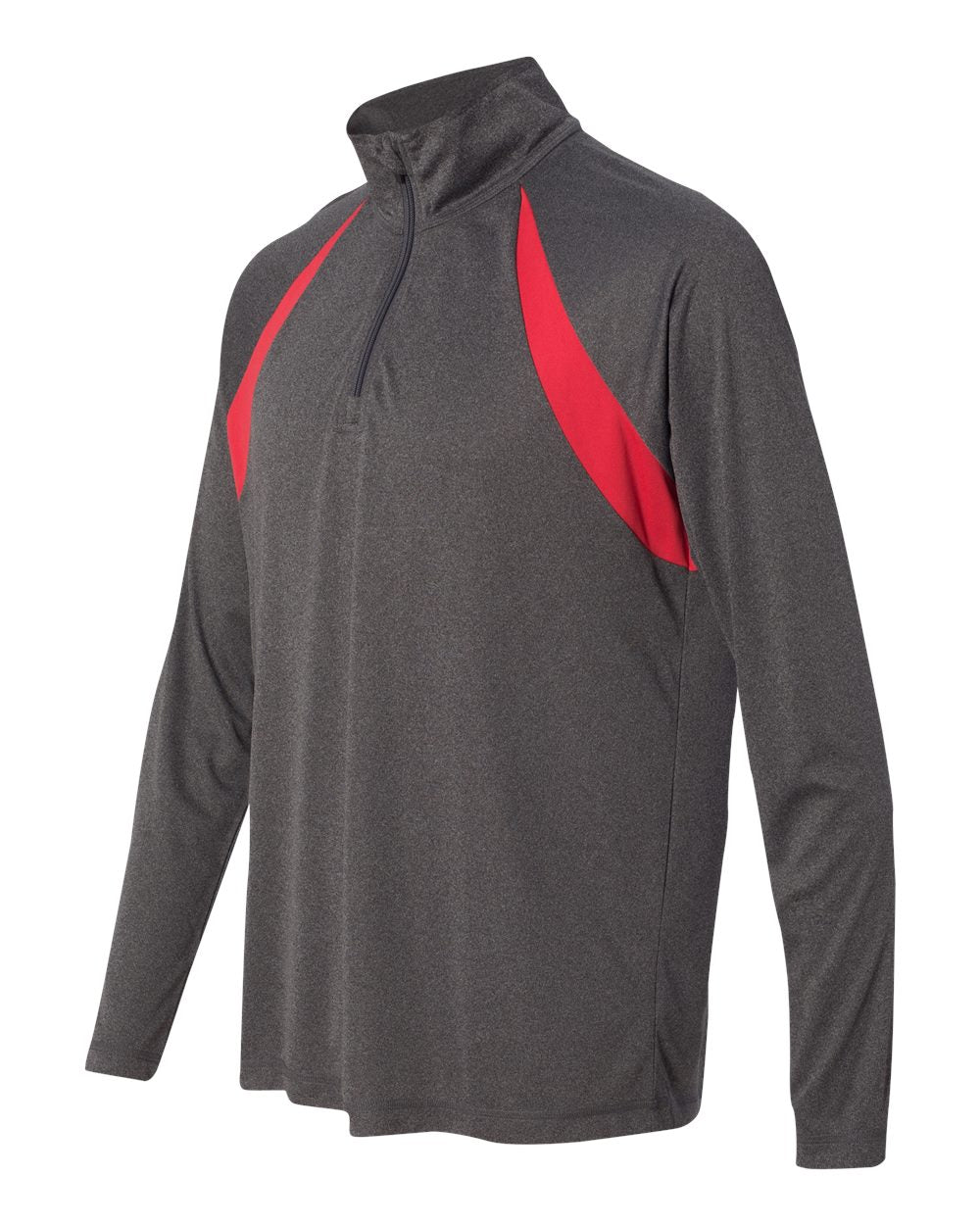 Quarter-Zip Lightweight Raglan Pullover - Dark Gray / Sport Scarlet Red