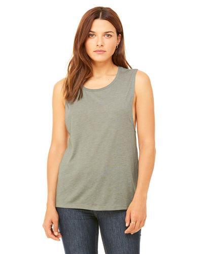 Women's Flowy Scoop Muscle Tank - Heather Stone