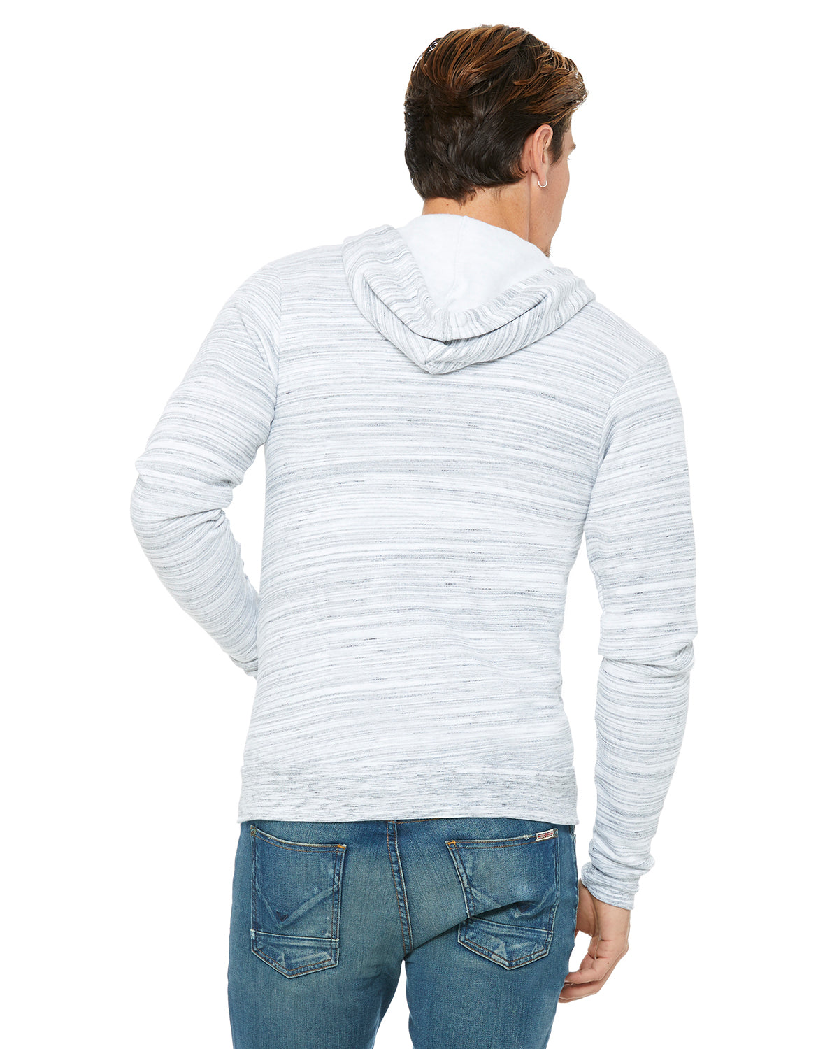 Unisex Poly-Cotton Sponge Fleece Full-Zip Hoodie - Light Gray Marble