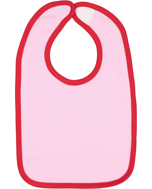 Infant Jersey Contrast Trim Velcro™ Bib - Pink / Red