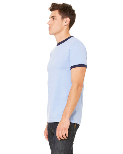 Men's Jersey Short-Sleeve Ringer T-Shirt - Heather Blue / Navy
