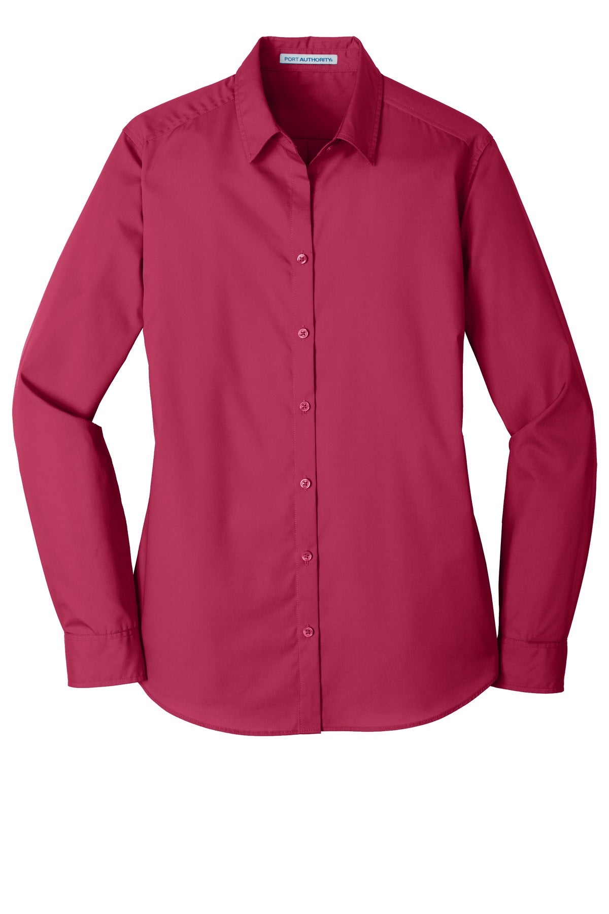 Women's Long Sleeve Carefree Poplin Shirt - Pink Azalea