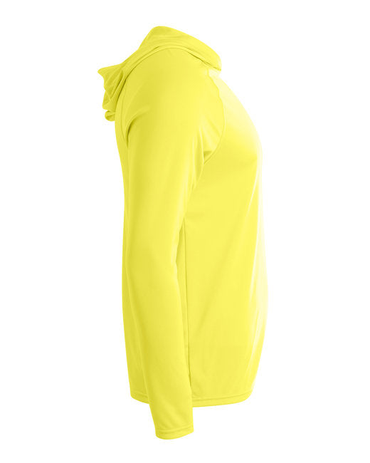 A4 Unisex Cooling Long Sleeve Hooded Tee - SAFETY YELLOW