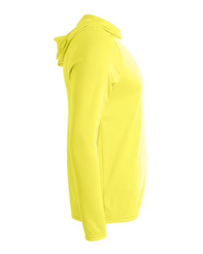 A4 Unisex Cooling Long Sleeve Hooded Tee - SAFETY YELLOW