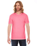 Unisex Poly-Cotton Short-Sleeve Crewneck - Neon Heather Pink