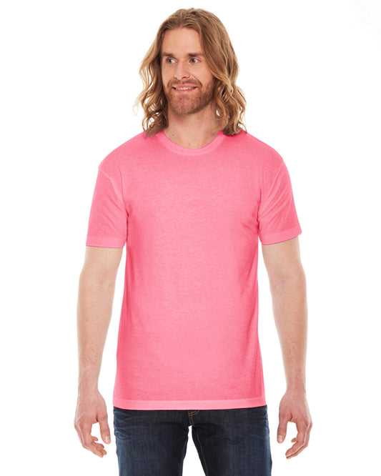 Unisex Poly-Cotton Short-Sleeve Crewneck - Neon Heather Pink