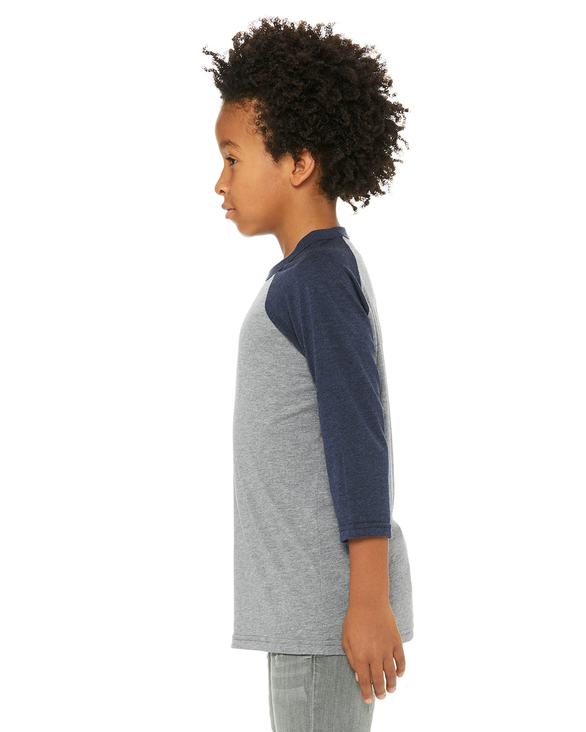 Youth 3/4-Sleeve Baseball T-Shirt - Gray / Navy Triblend