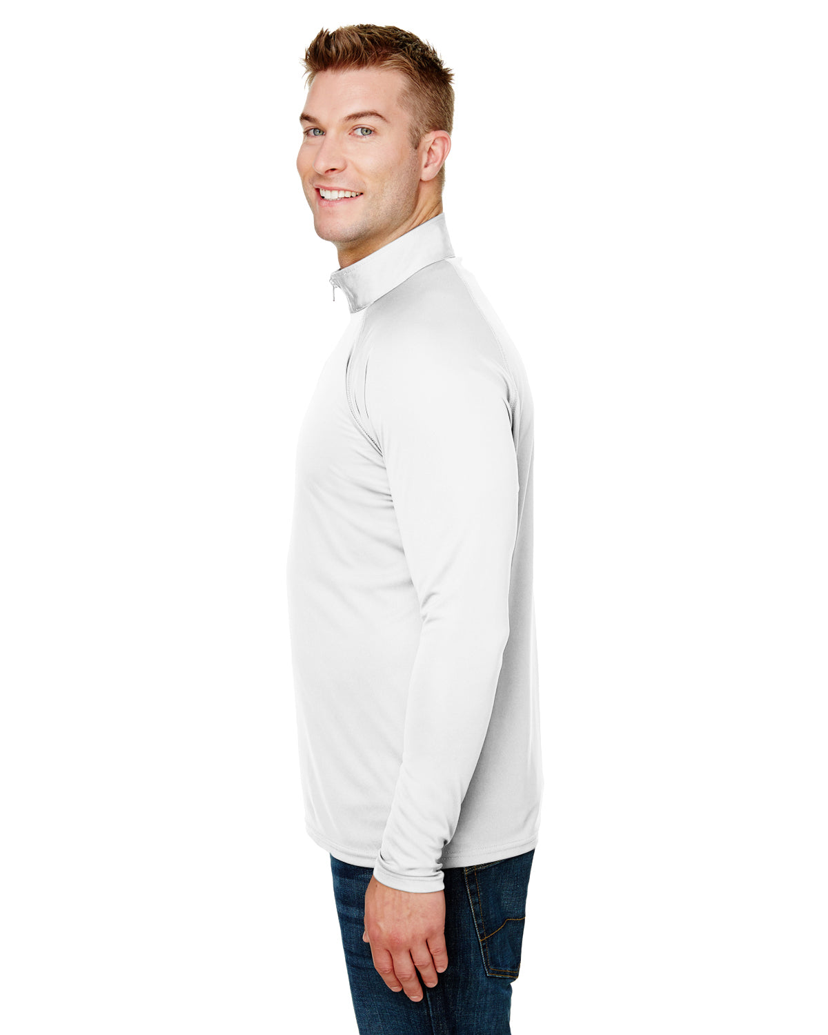 Unisex Daily Polyester 1/4 Zip - White